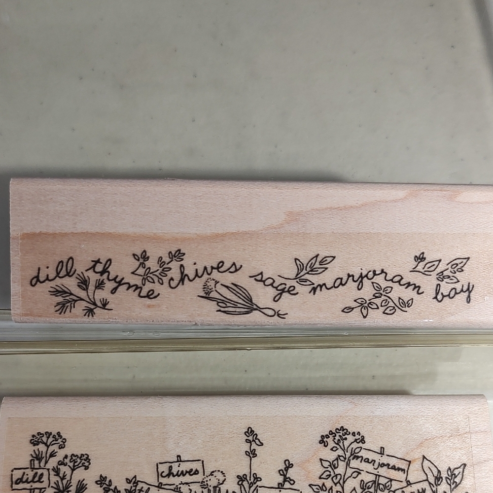 Stampin' Up! Sweet Herbs Stamp Set Of 6 Wood Mounted Thyme Chives Dill Bay - Picture 2 of 11